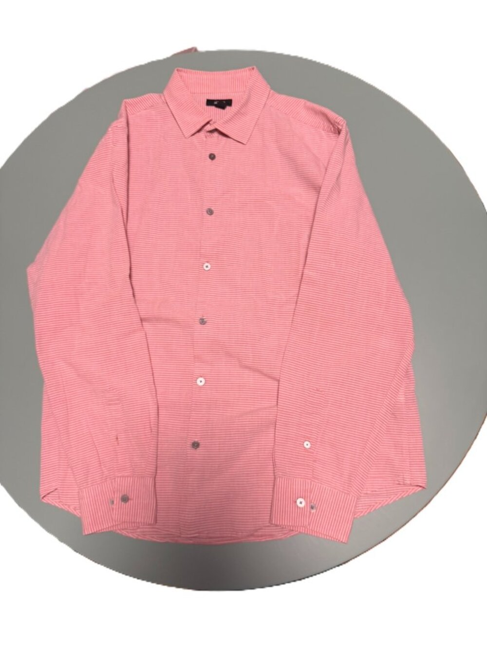 Alfani Men’s XL Pink White Stripe Long Sleeve Button Down Shirt Roll Tab